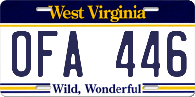 WV license plate OFA446