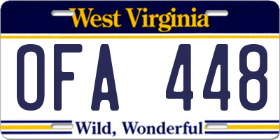 WV license plate OFA448