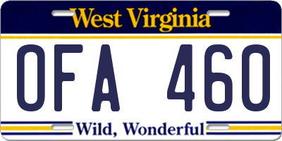WV license plate OFA460