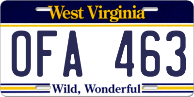 WV license plate OFA463