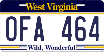 WV license plate OFA464