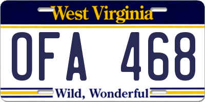 WV license plate OFA468