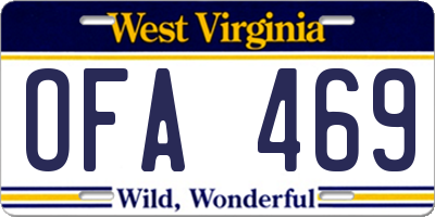 WV license plate OFA469