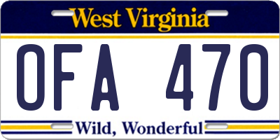 WV license plate OFA470