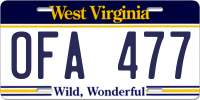 WV license plate OFA477