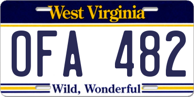 WV license plate OFA482