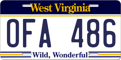 WV license plate OFA486