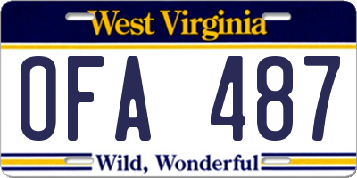 WV license plate OFA487