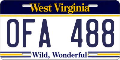 WV license plate OFA488