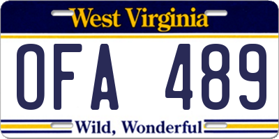 WV license plate OFA489