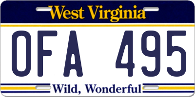 WV license plate OFA495