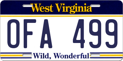 WV license plate OFA499