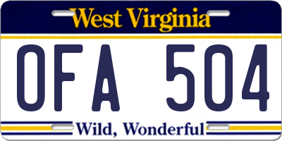 WV license plate OFA504