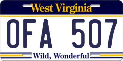 WV license plate OFA507