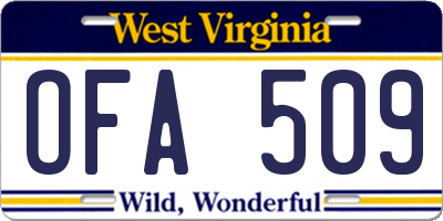 WV license plate OFA509