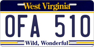 WV license plate OFA510