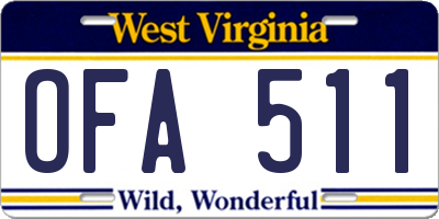 WV license plate OFA511