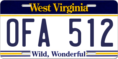 WV license plate OFA512