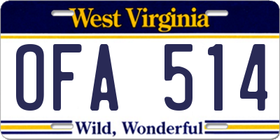 WV license plate OFA514
