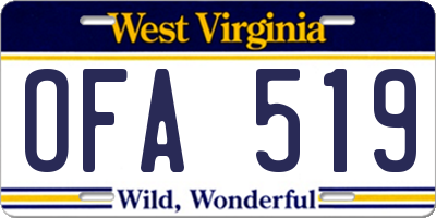 WV license plate OFA519