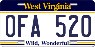 WV license plate OFA520