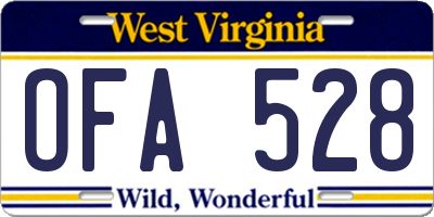 WV license plate OFA528