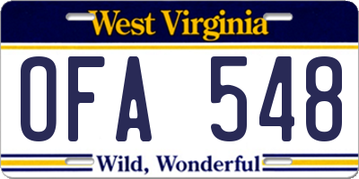 WV license plate OFA548