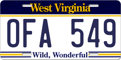 WV license plate OFA549