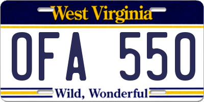 WV license plate OFA550