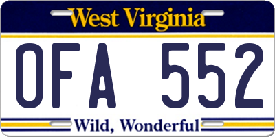 WV license plate OFA552