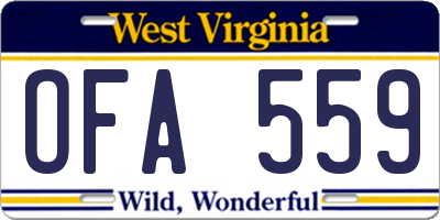 WV license plate OFA559