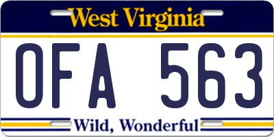 WV license plate OFA563