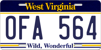WV license plate OFA564