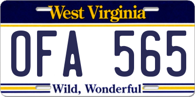 WV license plate OFA565