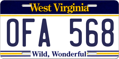 WV license plate OFA568