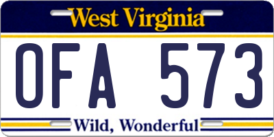 WV license plate OFA573