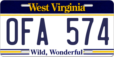 WV license plate OFA574