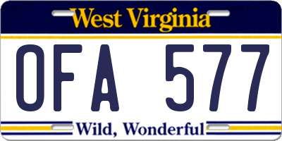 WV license plate OFA577
