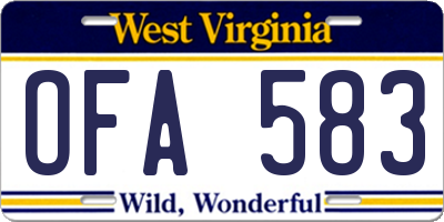 WV license plate OFA583