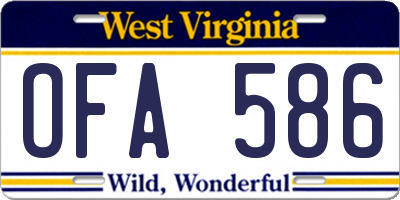 WV license plate OFA586