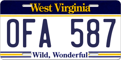 WV license plate OFA587