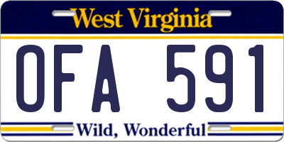 WV license plate OFA591