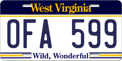 WV license plate OFA599