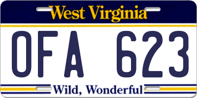 WV license plate OFA623