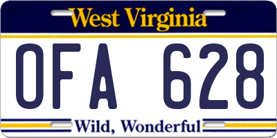 WV license plate OFA628