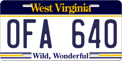 WV license plate OFA640