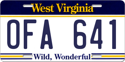 WV license plate OFA641