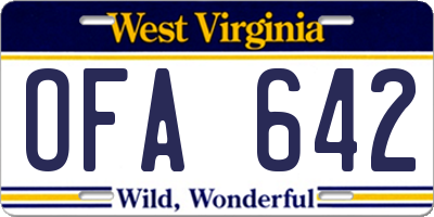 WV license plate OFA642