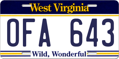 WV license plate OFA643