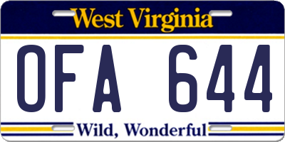 WV license plate OFA644